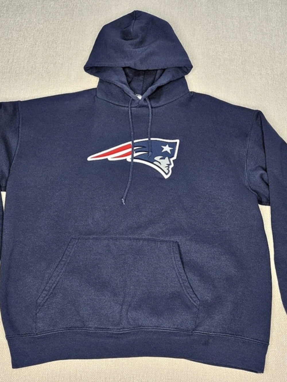 Y2K New England Patriots Hoodie Mens L Navy NFL Team Apparel Pullover Sweatshirt